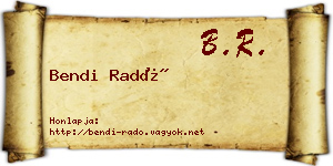 Bendi Radó névjegykártya